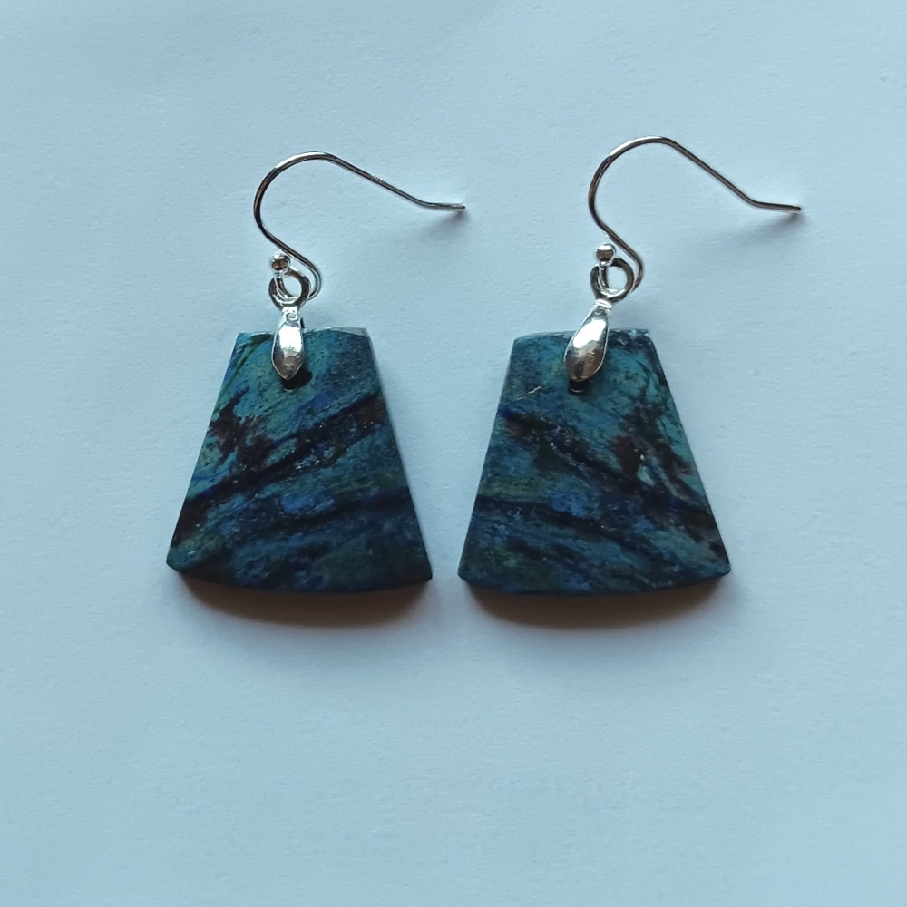 Azurite gemstone earrings with 925 sterling silver findings